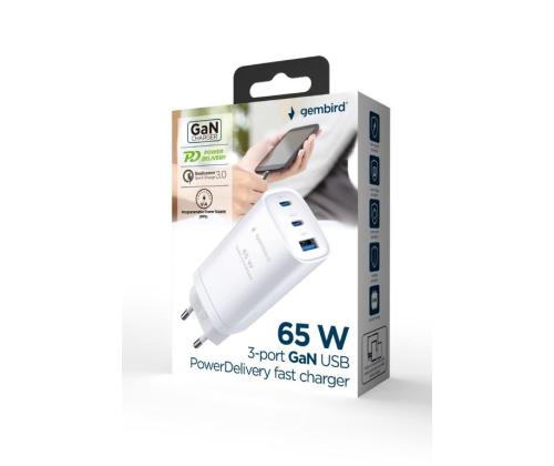 CHARGER USB UNIVERSAL QC3.0/TA-UC-PDQC65-01-W GEMBIRD