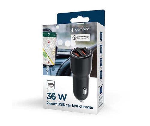 MOBILE CHARGER CAR USB 2PORT/TA-UC-A2QC36-CAR-01 GEMBIRD