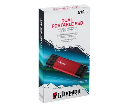 External SSD KINGSTON 512GB 3D NAND Write speed 950 MBytes/sec Read speed 1050 MBytes/sec SPSD/512GB