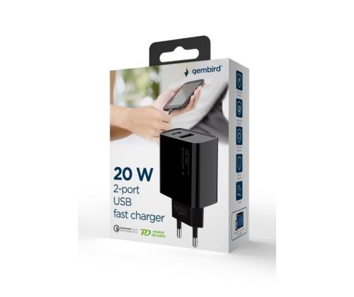 CHARGER USB UNIVERSAL QC3.0/TA-UC-PDQC20-01-BK GEMBIRD