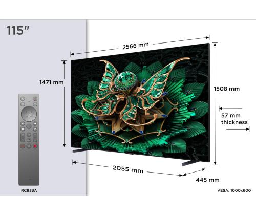 TV Set TCL 115 " 4K Ultra HD 3840 x 2160 pixels Flat 16:9 QD-Mini LED 115C7K
