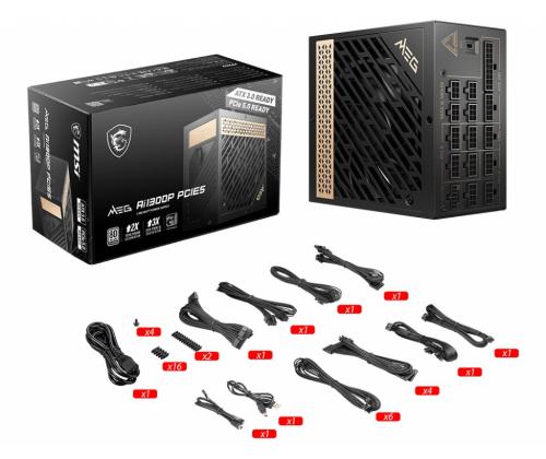 Power Supply MSI 1300 Watts Efficiency 80 PLUS PLATINIUM PFC Active MEGAI1300PPCIE5