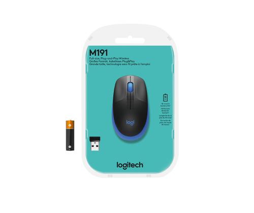 MOUSE USB OPTICAL WRL M190/BLUE 910-005907 LOGITECH