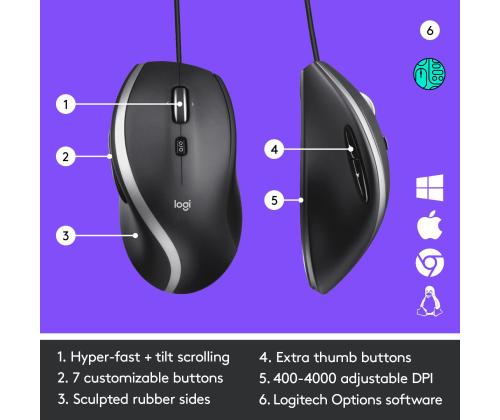 MOUSE USB OPTICAL M500S/BLACK 910-005784 LOGITECH