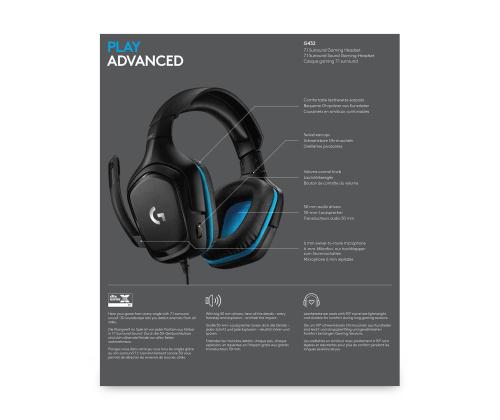 HEADSET GAMING G432/BLACK 981-000770 LOGITECH