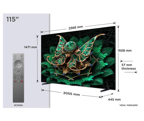 TV Set TCL 115 " 4K Ultra HD 3840 x 2160 pixels Flat 16:9 QD-Mini LED 115C7K
