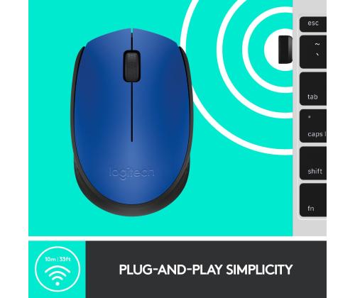 MOUSE USB OPTICAL WRL M171/BLUE 910-004640 LOGITECH