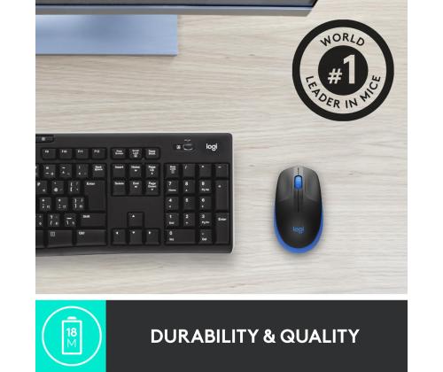 MOUSE USB OPTICAL WRL M190/BLUE 910-005907 LOGITECH