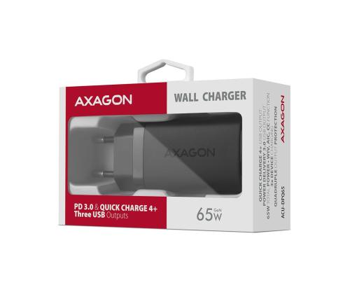 MOBILE CHARGER WALL USB 65W/GAN 3PORT ACU-DPQ65 AXAGON