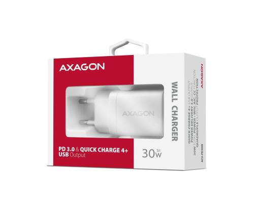 MOBILE CHARGER WALL USB-C 30W/1PORT WHITE ACU-PD30W AXAGON