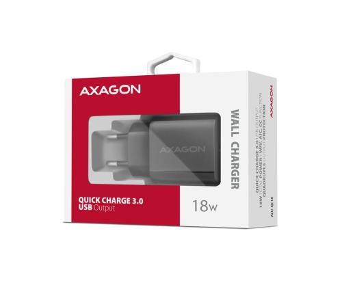 MOBILE CHARGER WALL USB 18W/1PORT BLACK ACU-QC18 AXAGON