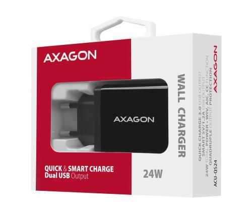 MOBILE CHARGER WALL USB 24W/2PORT ACU-QS24 AXAGON