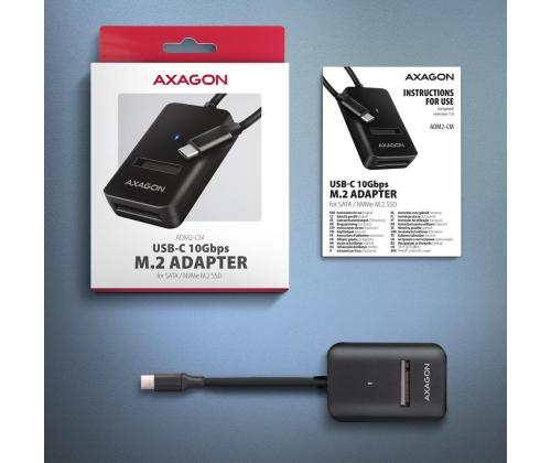 SSD ACC ADAPTER USB-C/M.2/10GBPS 0.1M ADM2-CM AXAGON