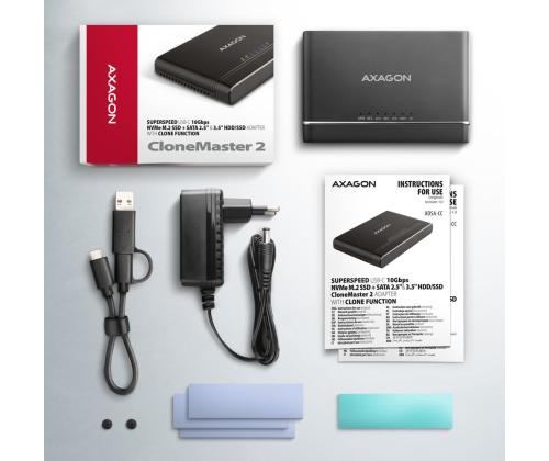 SSD ACC ADAPTER USB-C/M.2&SATA/10GBPS 0.1M ADSA-CC AXAGON