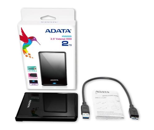 External HDD ADATA HV620S 2TB USB 3.1 Colour Black AHV620S-2TU31-CBK