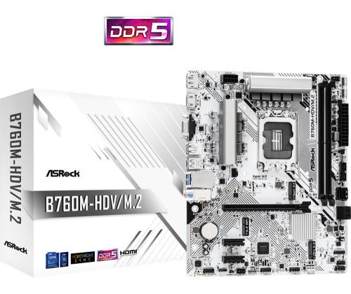 Mainboard ASROCK Intel B760 Express LGA1700 Micro-ATX Memory DDR5 Memory slots 2 2xPCI-Express 3...