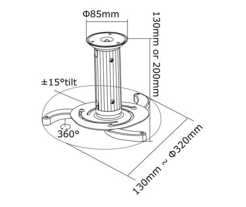 PROJECTOR ACC CEILING MOUNT/15KG BEAMER-C80 NEOMOUNTS