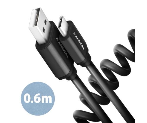 CABLE USB-C TO USB2.0 0.6M/TWISTER BLK BUCM-AM10TB AXAGON