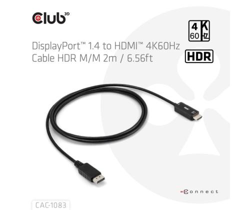 CABLE DP TO HDMI 2M/CAC-1083 CLUB3D