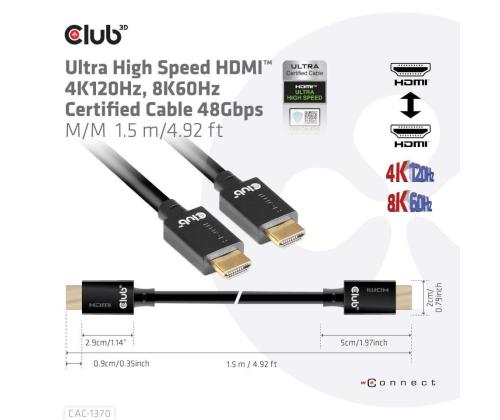 CABLE HDMI TO HDMI 1.5M/M/M CAC-1370 CLUB3D