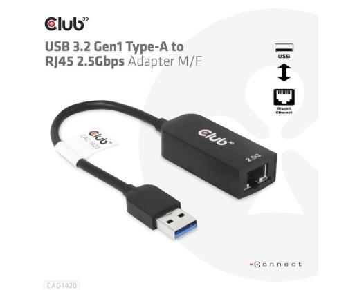 I/O ADAPTER USB3.2 TO RJ45/M/F CAC-1420 CLUB3D