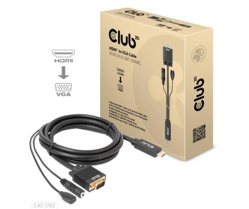 CABLE HDMI TO VGA 2M/M/M CAC-1712 CLUB3D