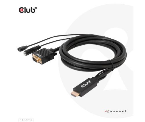 CABLE HDMI TO VGA 2M/M/M CAC-1712 CLUB3D