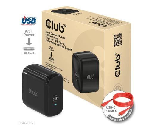MOBILE TRAVEL CHARGER USB-C/PPS 65W CAC-1905EU CLUB3D