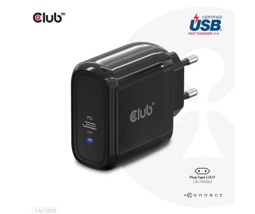 MOBILE TRAVEL CHARGER USB-C/PPS 65W CAC-1905EU CLUB3D