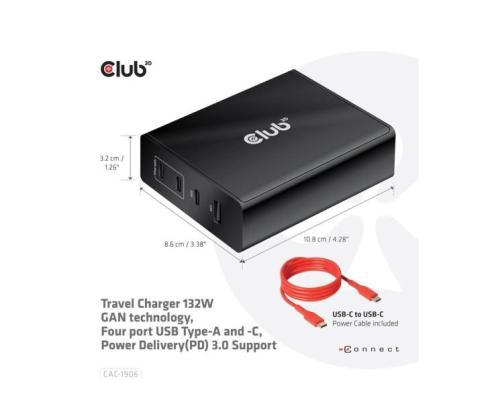 MOBILE TRAVEL CHARGER USB-C/132W GAN CAC-1906 CLUB3D