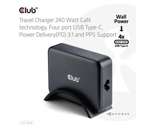 MOBILE CHARGER 4PORT/GAN 240W CAC-1918 CLUB3D