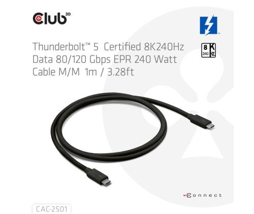 CABLE USB-C THUNDERBOLT 1M/M/M CAC-2501 CLUB3D