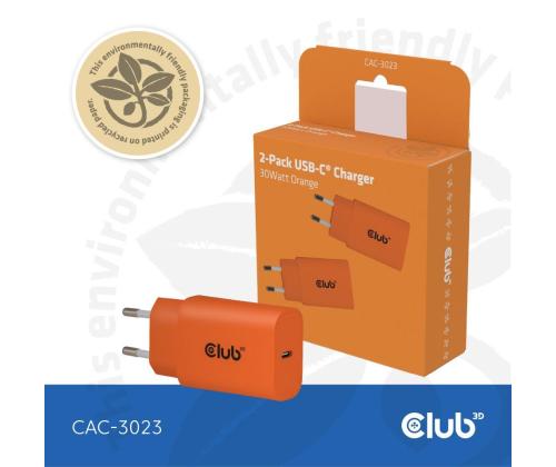 MOBILE CHARGER WALL USB-C/2PK 30W ORANGE CAC-3023 CLUB3D