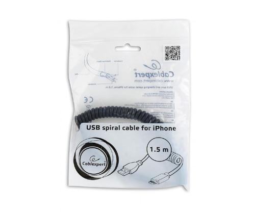 CABLE LIGHTNING TO USB2 1.5M/SPIRAL CC-LMAM-1.5M GEMBIRD
