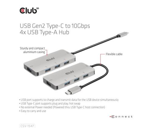 I/O HUB USB-C TO USB 4PORT/M/F CSV-1547 CLUB3D