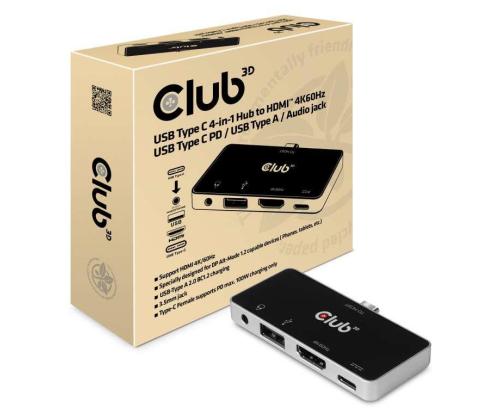 I/O HUB 4IN1 USB-C TO HDMI/100W CSV-1591 CLUB3D