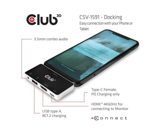 I/O HUB 4IN1 USB-C TO HDMI/100W CSV-1591 CLUB3D