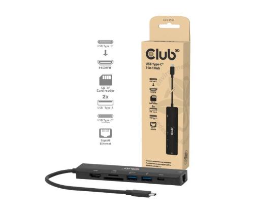 I/O HUB 7IN1 USB-C HDMI/100W CSV-2553 CLUB3D