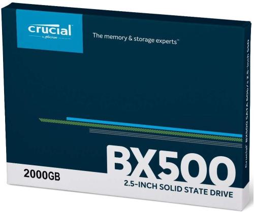 SSD CRUCIAL BX500 2TB SATA 3.0 Write speed 500 MBytes/sec Read speed 540 MBytes/sec 2,5" TBW 720...