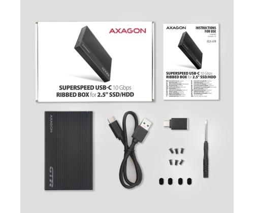 HDD ACC ENCLOSURE 2.5"/USB-C BLACK EE25-GTR AXAGON