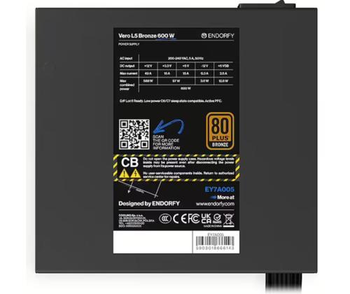 CASE PSU ATX 600W/VERO L5 BRONZE EY7A005 ENDORFY