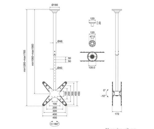 TV SET ACC CEILING MOUNT 32-75/FPMA-C340DBLACK NEOMOUNTS