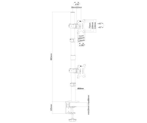 MONITOR ACC DESK MOUNT 10-32"/FPMA-D550DVBLACK NEOMOUNTS
