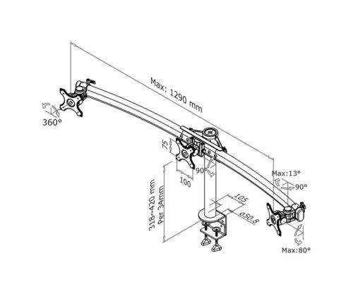TV SET ACC DESK MOUNT BLACK/19-27" FPMA-D700D3 NEOMOUNTS