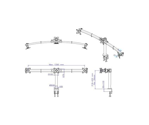 TV SET ACC DESK MOUNT BLACK/19-27" FPMA-D700D3 NEOMOUNTS