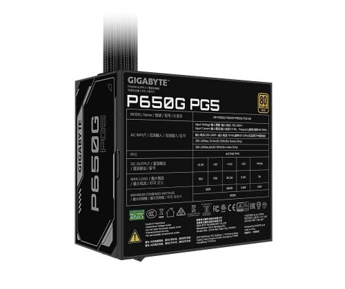Power Supply GIGABYTE GP-P650G PG5 ATX 3.1 650 Watts Efficiency 80 PLUS GOLD PFC Active MTBF...