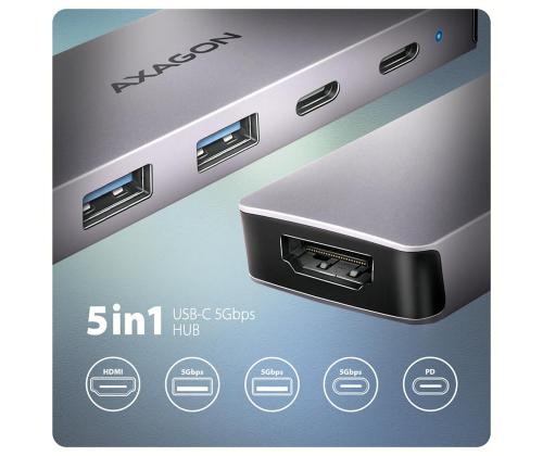 I/O HUB USB-C 5IN1/0.15M HMC-5H60 AXAGON