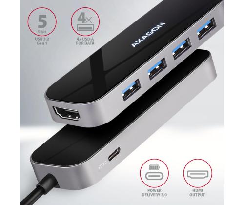 I/O HUB USB-C 6IN1/0.2M HMC-6H4A AXAGON