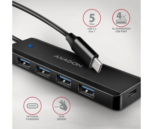 I/O HUB USB-C TRAVEL/0.19M HUE-C1C AXAGON
