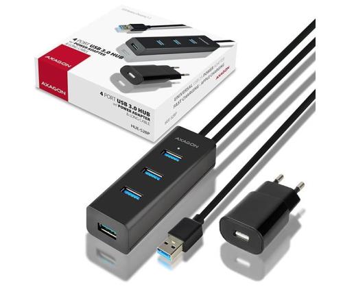 I/O HUB USB3.0 4PORT CHARGING/W/AC 1.2M HUE-S2BP AXAGON